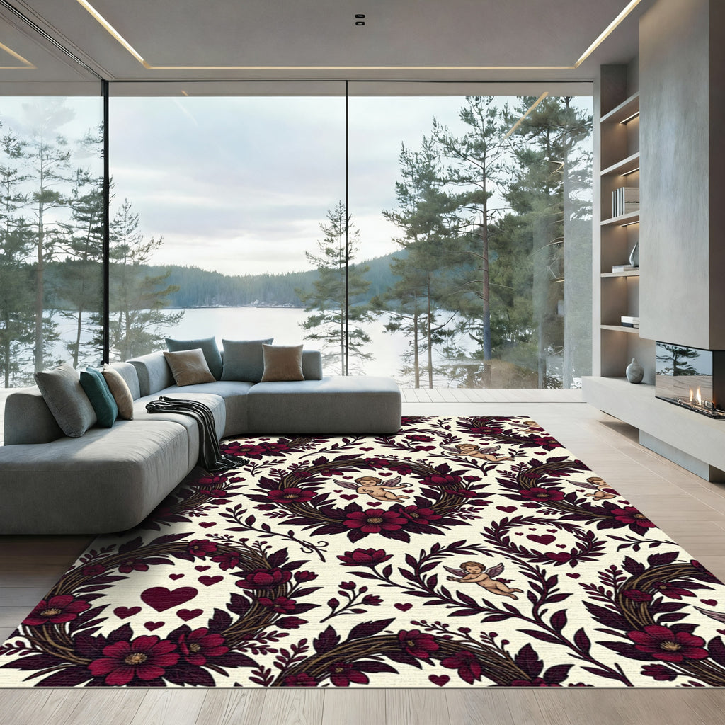 Crimson Cupid Garland Heart Rug