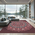 Blush Pink Heart Mandala Round Rug