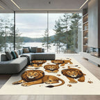 Majestic Golden Lion Animal Illustration Rug