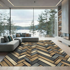 Herringbone Neutral Tones Wooden Textures Rug