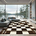 Brown Cream Checkered Tartan Plaid Rug