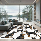 Sleek Black and Tan Canine Illustration Rug