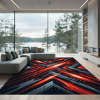 Electric Red Geometric Cyber Energy Rug