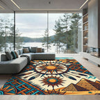Ancient Sun Arrow Feather Pyramids Rug