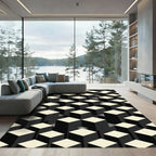 Minimalist Monochrome Isometric Cube Grid Rug