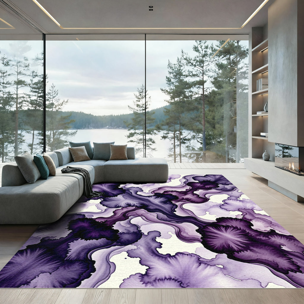 Deep Amethyst Ink Flow Rug