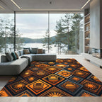 Warm Earth Tones Sun Vase Diamonds Rug