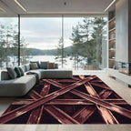 Deep Redwood Textured I-Beam Overlap Rug