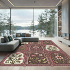 Antique Rose Floral Lattice Tile Rug