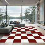 Bold Crimson and White Checkerboard Rug