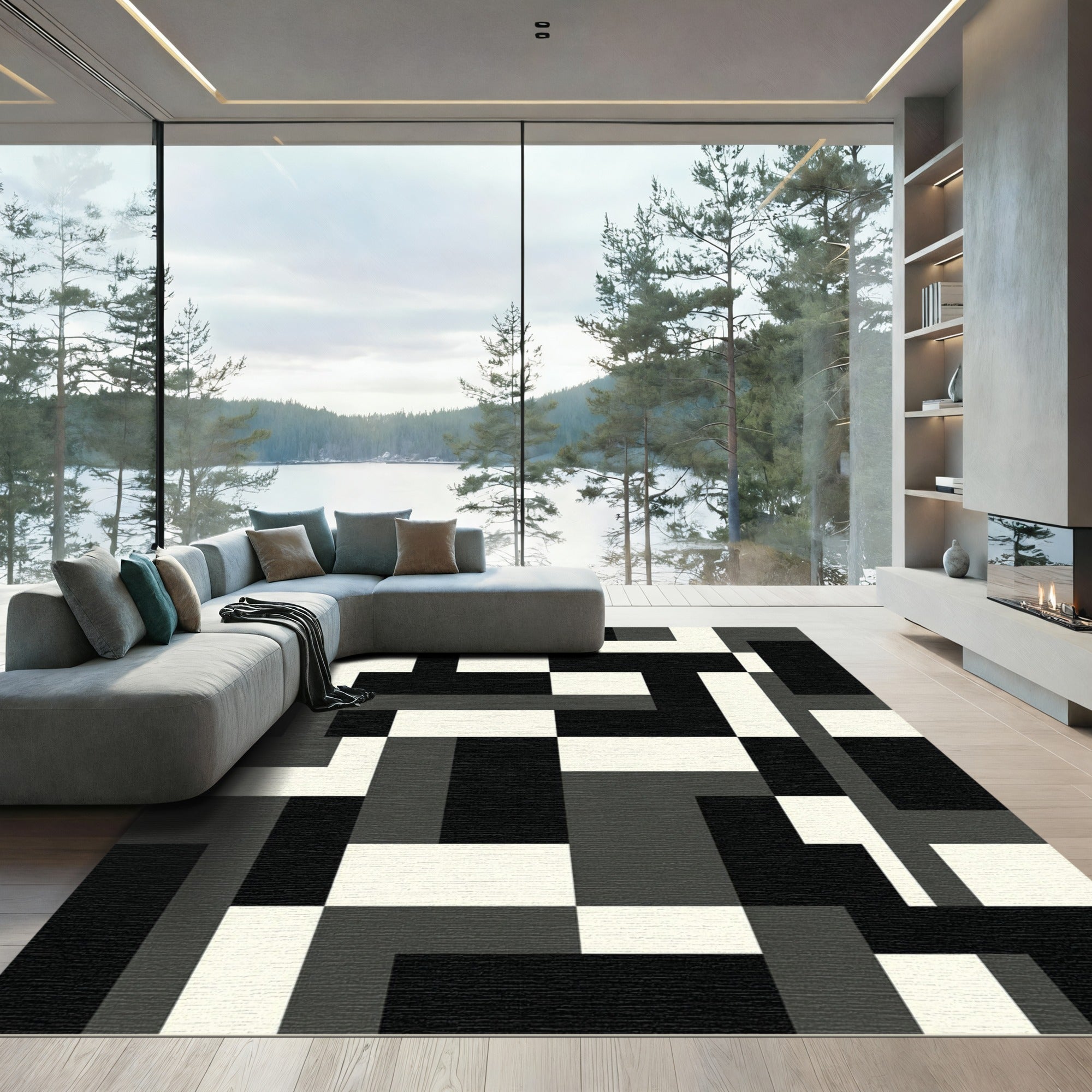 Monochromatic Block Abstract Arrangement Rug