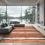 Rustic Weathered Tangerine and Cream Striped Rug