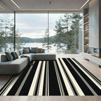 Classic Black and Cream Stripe Rug