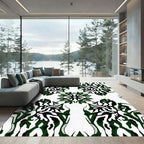 Abstract Emerald Black White Symmetry Rug