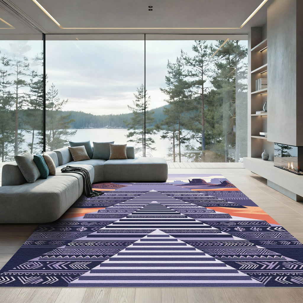 Tribal Stepped Pyramid Southwestern Landscape Rug
