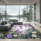 Lavender Wisteria Floral Garden Trellis Rug