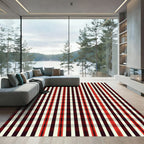 Crimson Red White Plaid Squares Rug