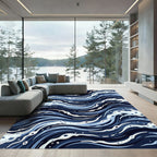 Deep Blue Ocean Swirl Rug