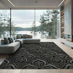 Ornate Silver Arabesque Scroll Rug