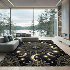 Celestial Sun Moon Star Mandala Art Rug