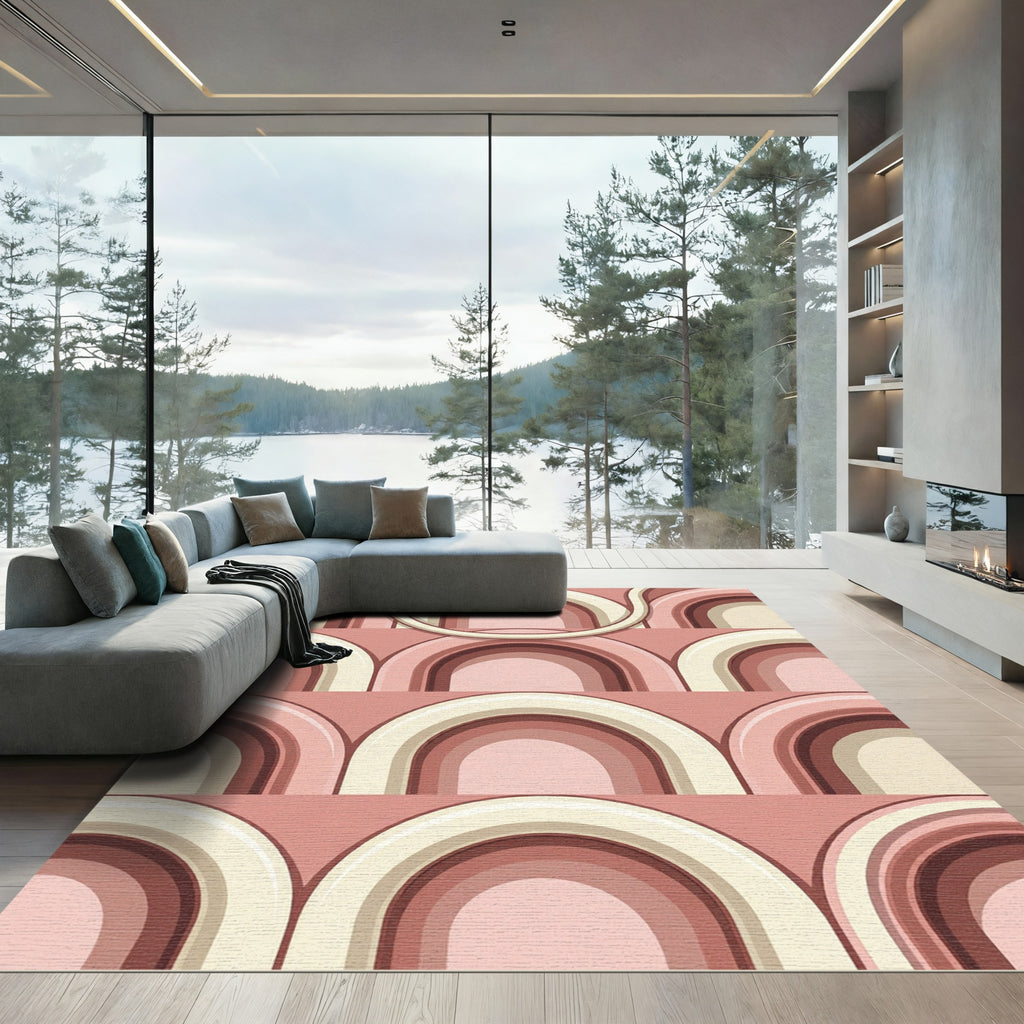 Retro Blush Arch Geometric Art Rug