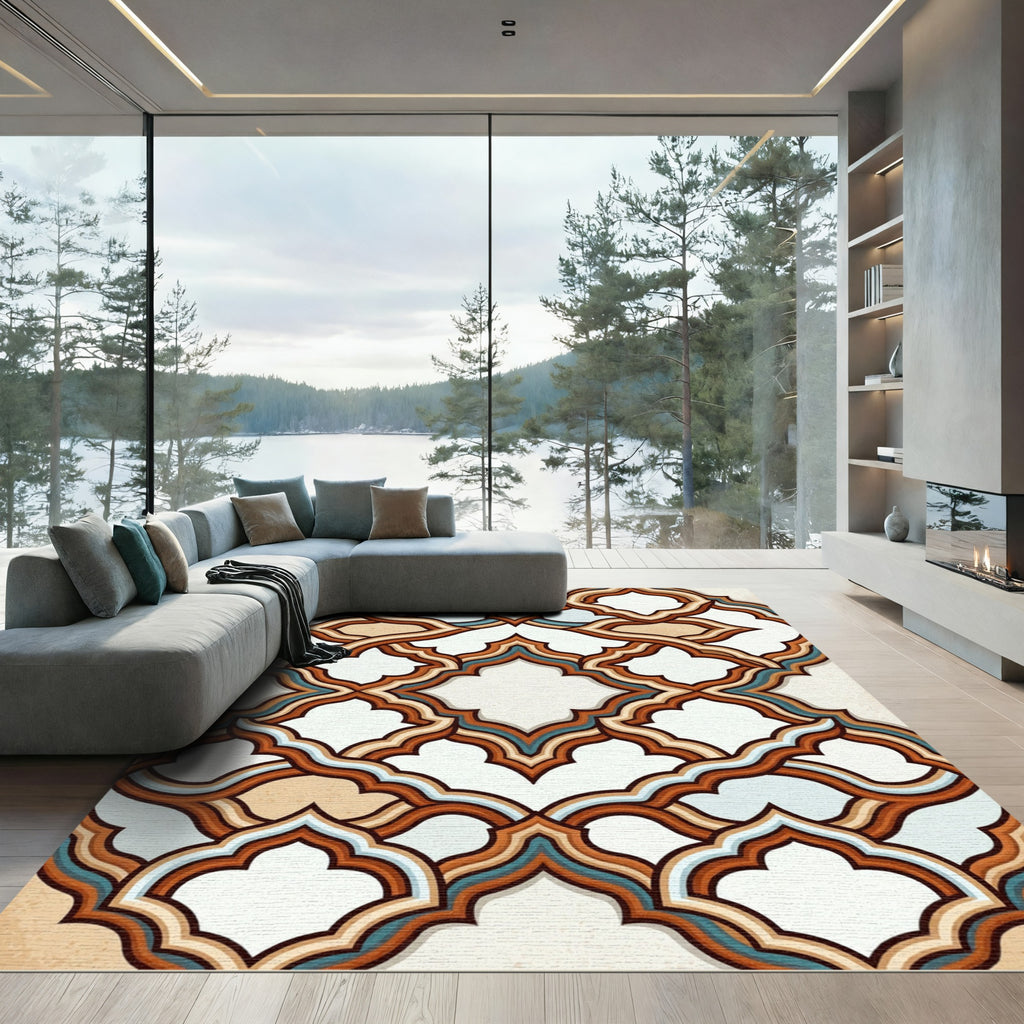 Earthy Tones Interlocking Quatrefoil Rug