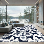 Nautical Navy Dog Anchor Rope Rug