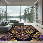 Royal Purple Fleur de Lis Gold Rug