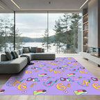 Playful Yellow Number Six Abstract Shapes Rug