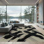 Modern Black Abstract Brushwork Rug