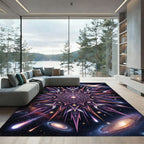 Celestial Purple Galaxy Mandala Starburst Rug