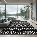 Monochromatic Black White Stripe Zigzag Rug
