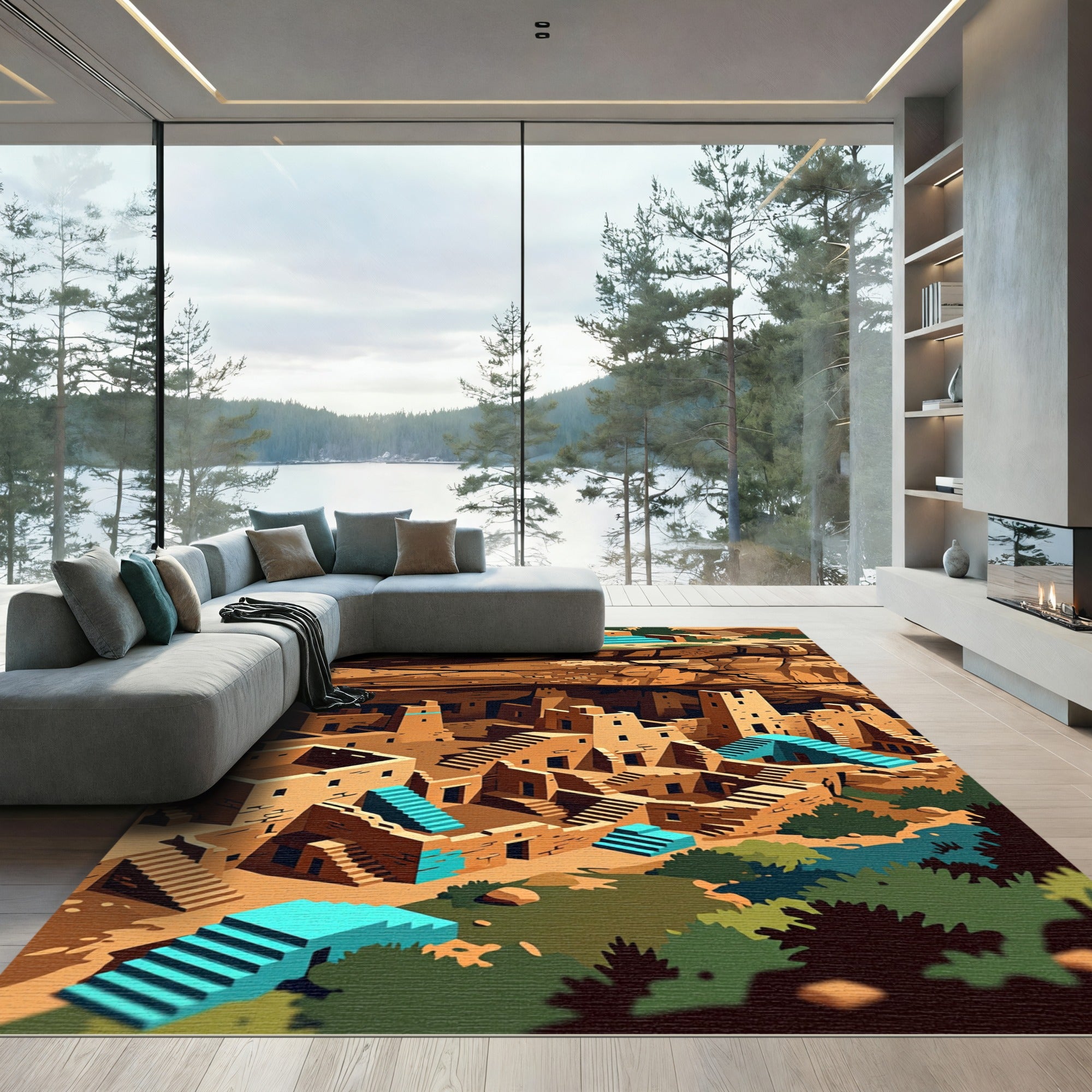 Terracotta Canyon Pueblo Steep Staircase Rug