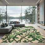 Green Rose Trellis Climbers Rug