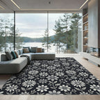 Monochromatic Daisy and Berry Garden Rug