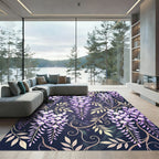 Elegant Purple Wisteria Cascading Floral Rug