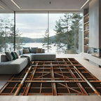Industrial Rusted Metal Grid Pipeline Rug