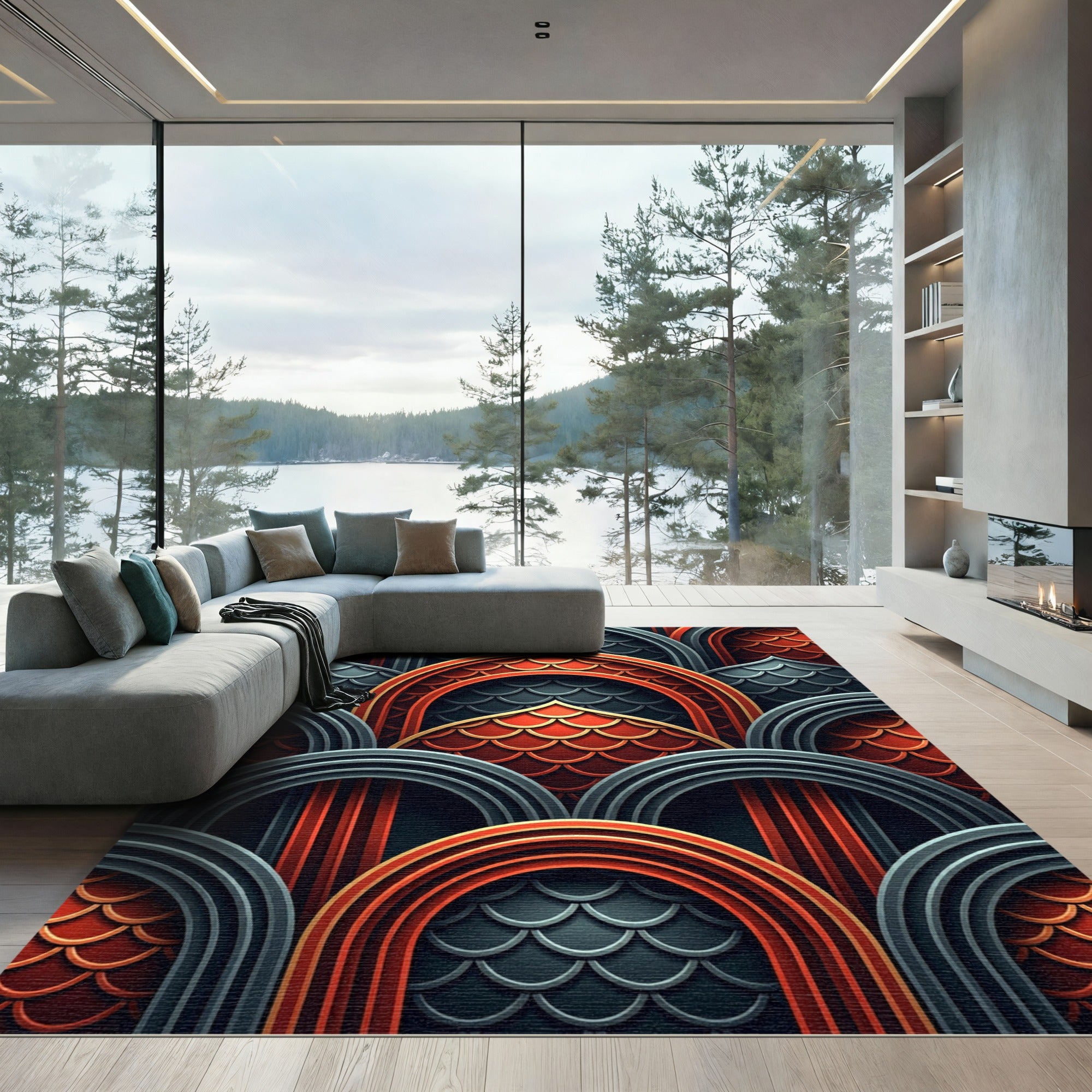 Crimson Gold Arch Scale Rug