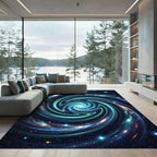 Cosmic Blue Swirl Interstellar Galaxy Rug