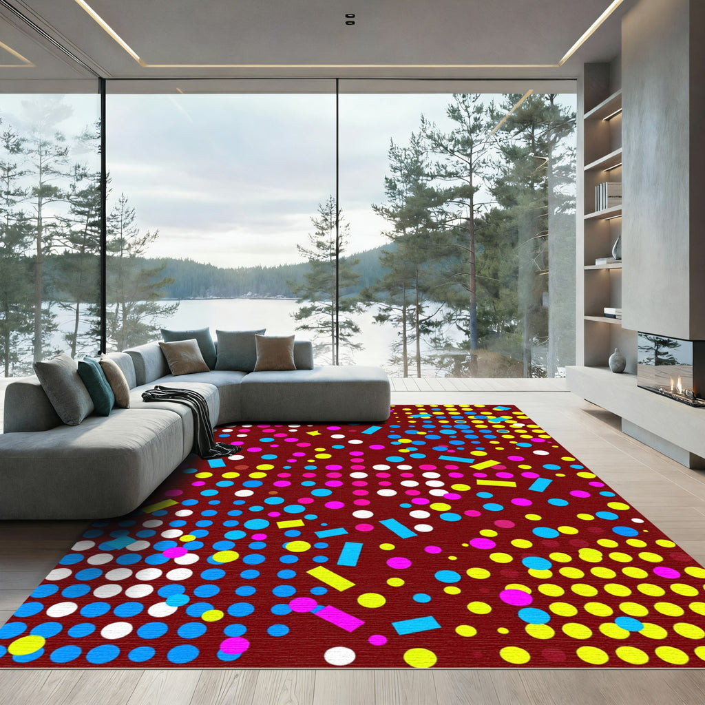 Bold Confetti Circles and Rectangles Rug