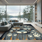 Rustic Gray Barn Pet Paw Bowl Rug