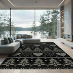 Cozy Gray Heart Tree Stripe Rug