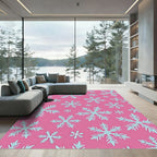 Pink Snowflake Scattered Charm Rug