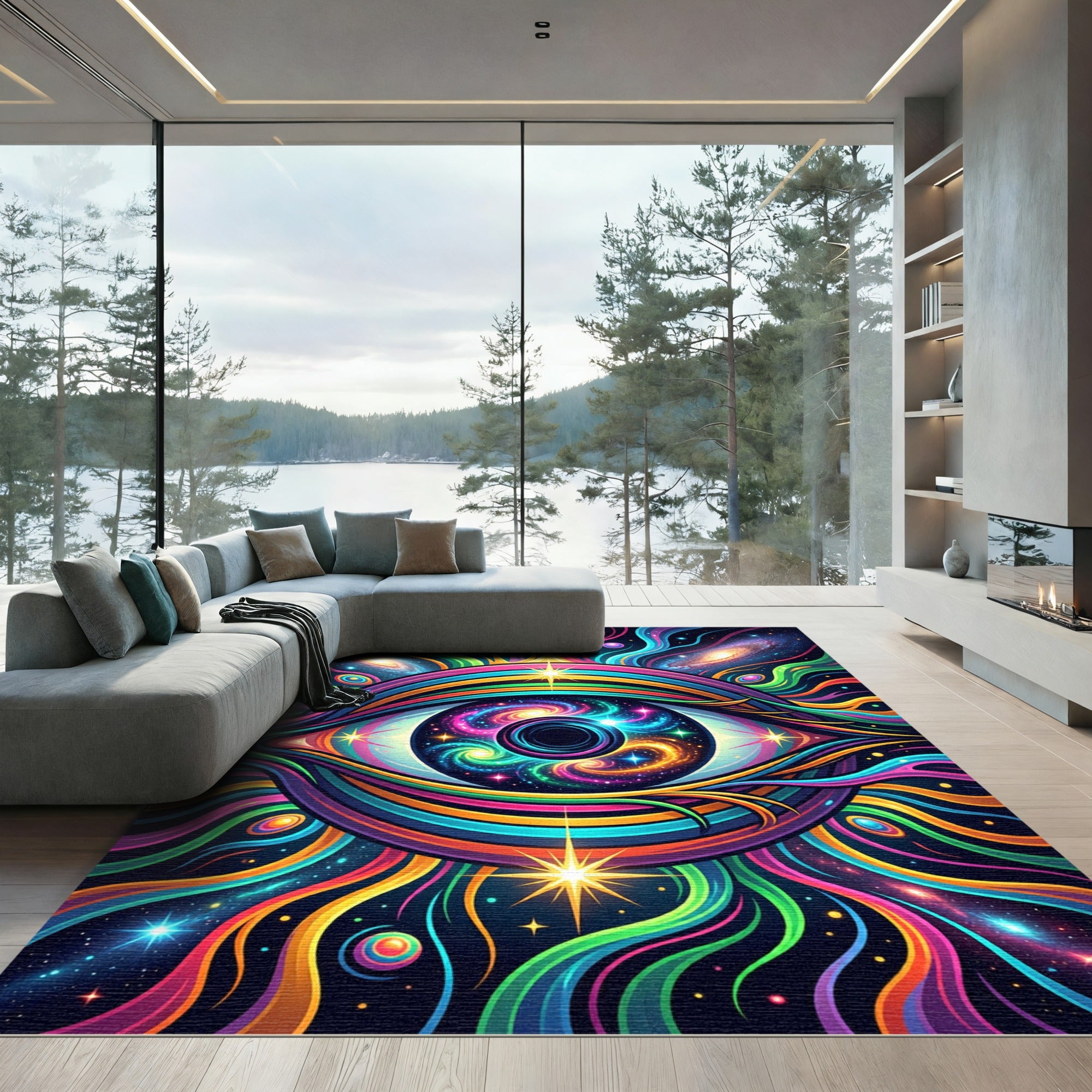 Cosmic Eye Galaxy Swirl Radiant Art Rug