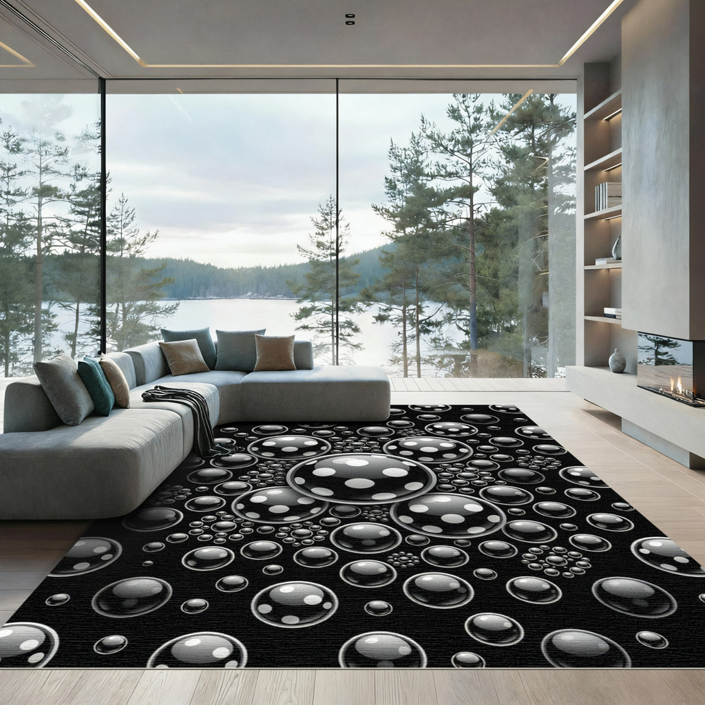 Dark Polka Dot Spheres Array Rug