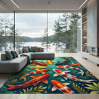 Vibrant Multicolored Koi Pond Fish Rug