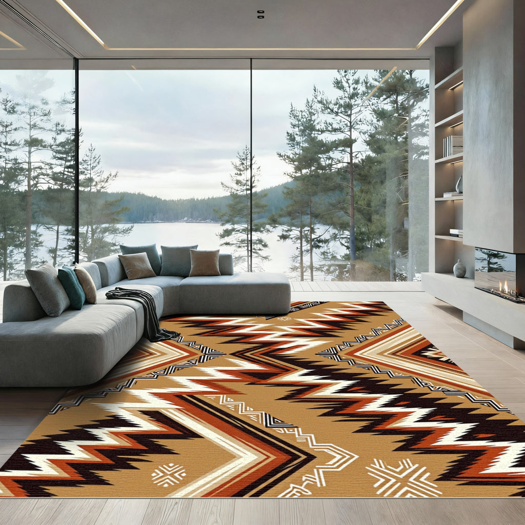Earthy Geometric Zigzag Southwestern Area Rug