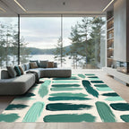 Teal Brush Strokes Abstract Rug