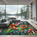 Whimsical Fox Family Forest Meadow Rug