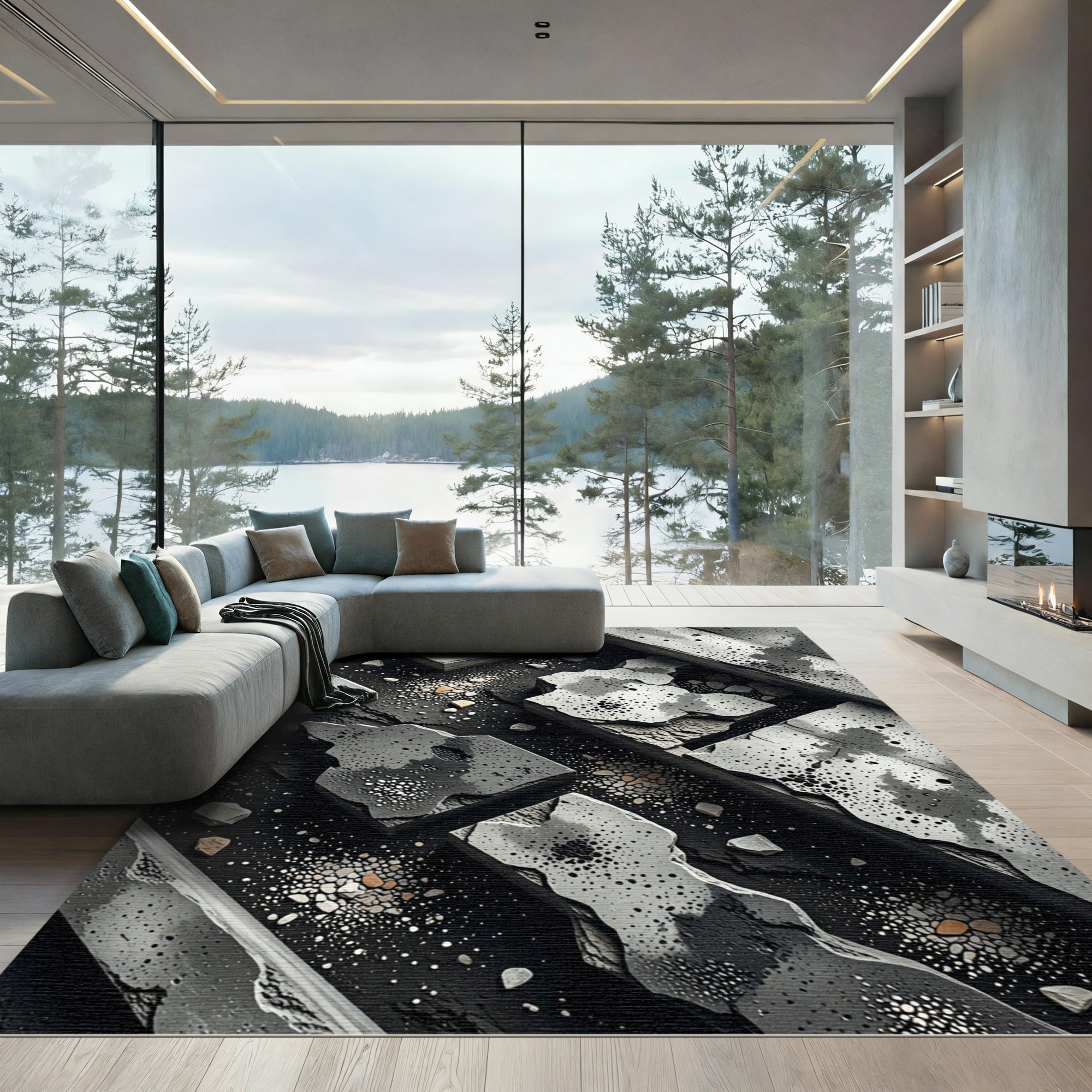 Abstract Stone Texture Speckled Rug